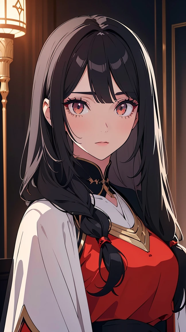 Girl1,(black long hair, Long eyelashes),(white eye shadow), (black Arabic abaya dress,red waist belt), (soft expression), (Highly detailed CG,module,8K wallpapers)،(Highest quality, high resolution, beautiful lighting, realistic shadow, high resolution)،(Detailed skin, highly detailed, detailed faces and eyes, realistic eyes)