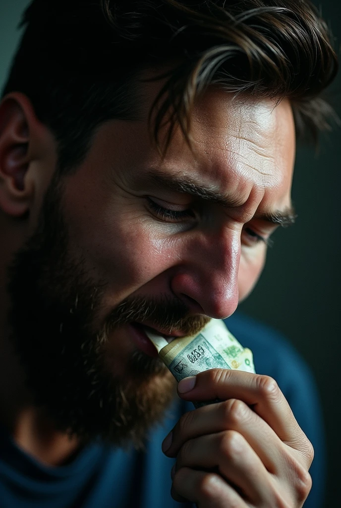 Leonel Messi snorting cocaine through his nose