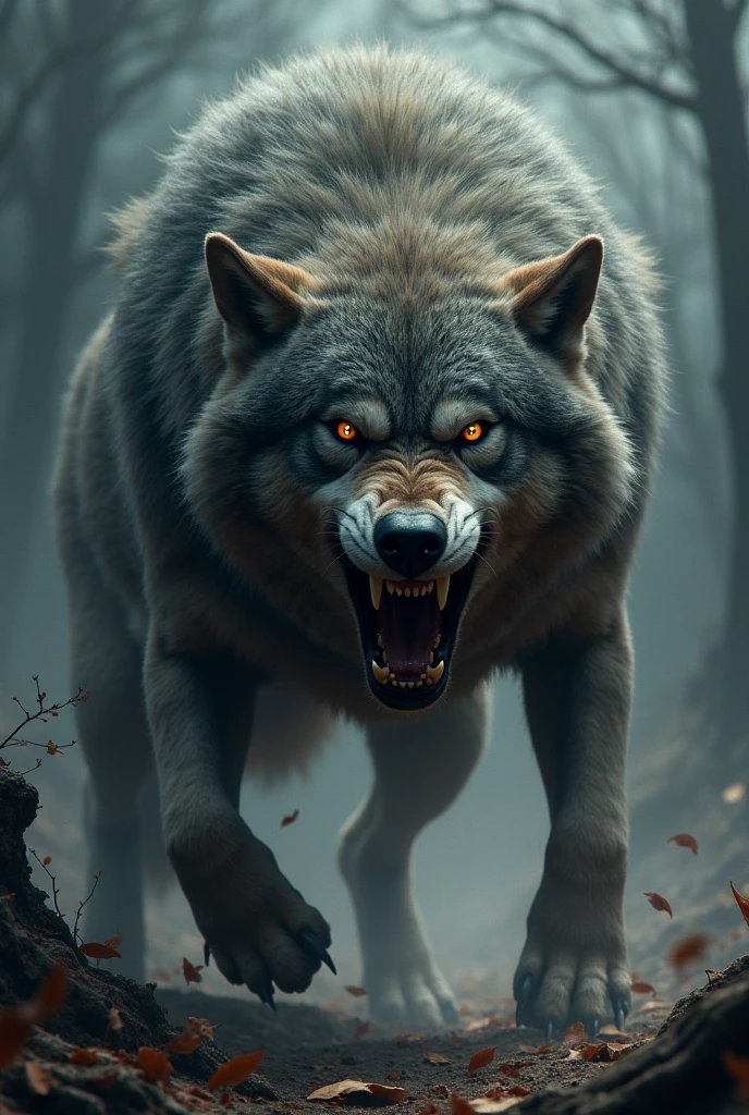 A wolf in angry