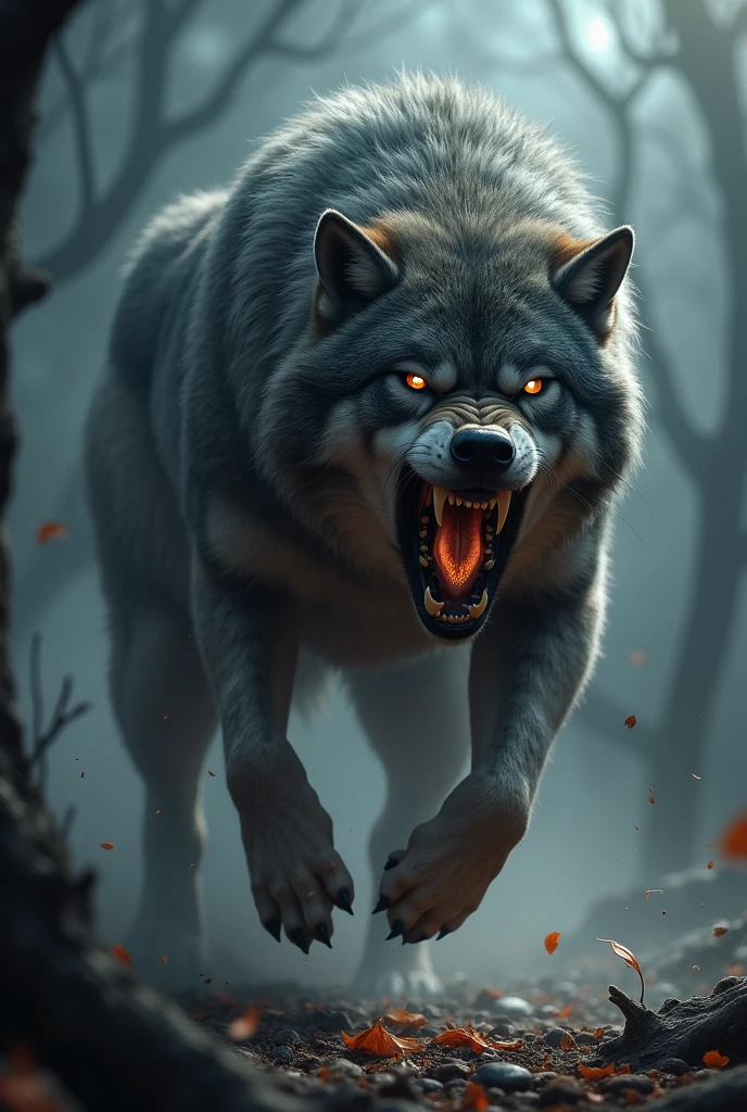 A wolf in angry 