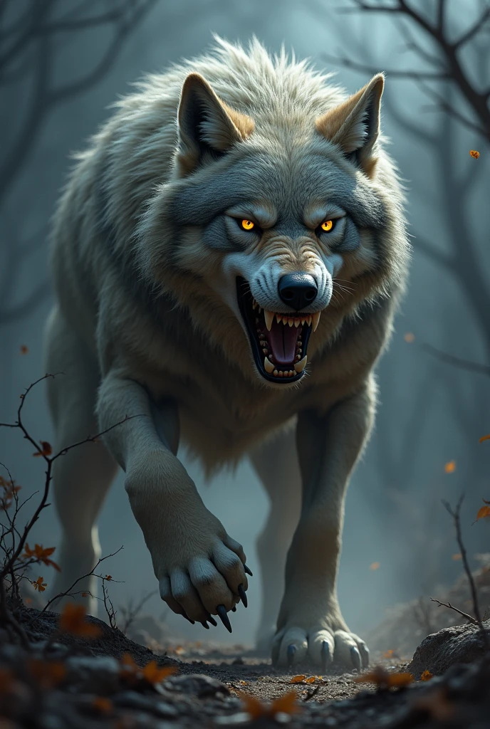 A wolf in angry 