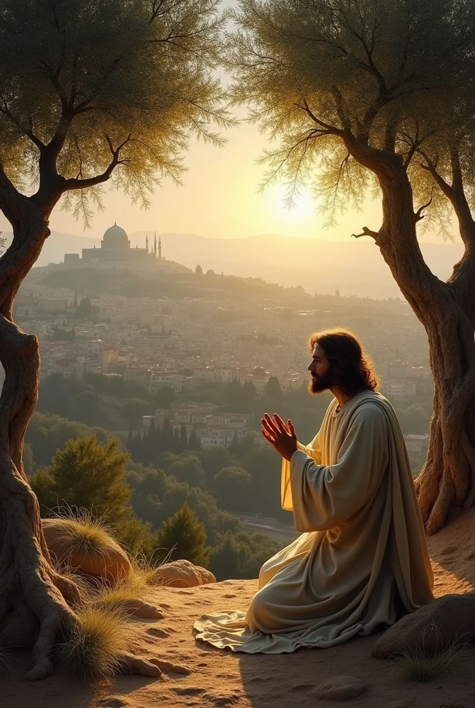 Jesus on the mount of olives