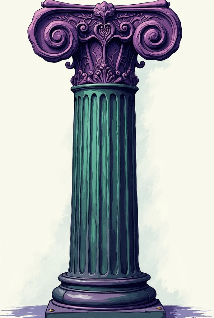 generates an image of a HAND-DRAW column, which serves to decorate a poster, dark green and violet, which interlocks

