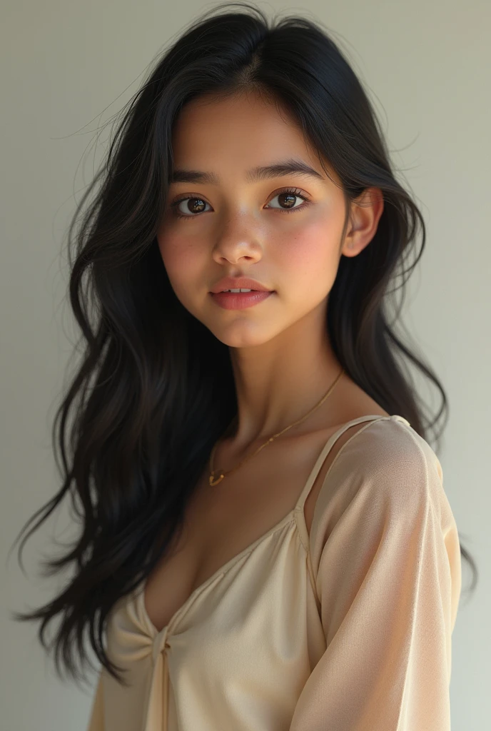 A Bangladeshi girl, fair skin tone ,41 kg weight , 5 feet height ,34 sized breast ,need full body image
