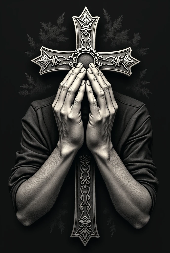 Christian man with a rosary and a cross,, who submits and begs at the foot of a tattooed white pagan, dressed and a crown of flowers on her head