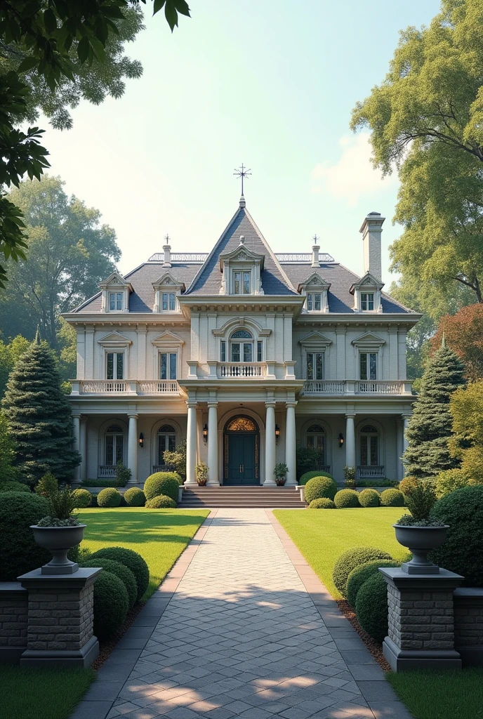 A mansion like Taylor Swift's in Blanck Space, Let there be nature (trees, flores)
