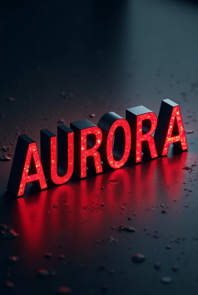 aurora text 3d black and red 