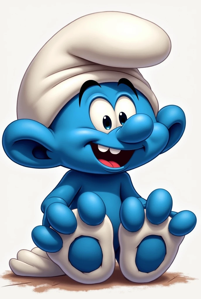 makes a picture of a smurf showing his paws