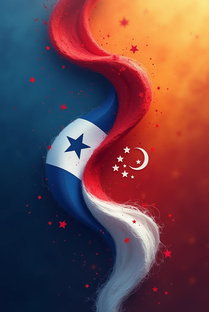 An artistic image of the flag of Panama and Singapore together 
