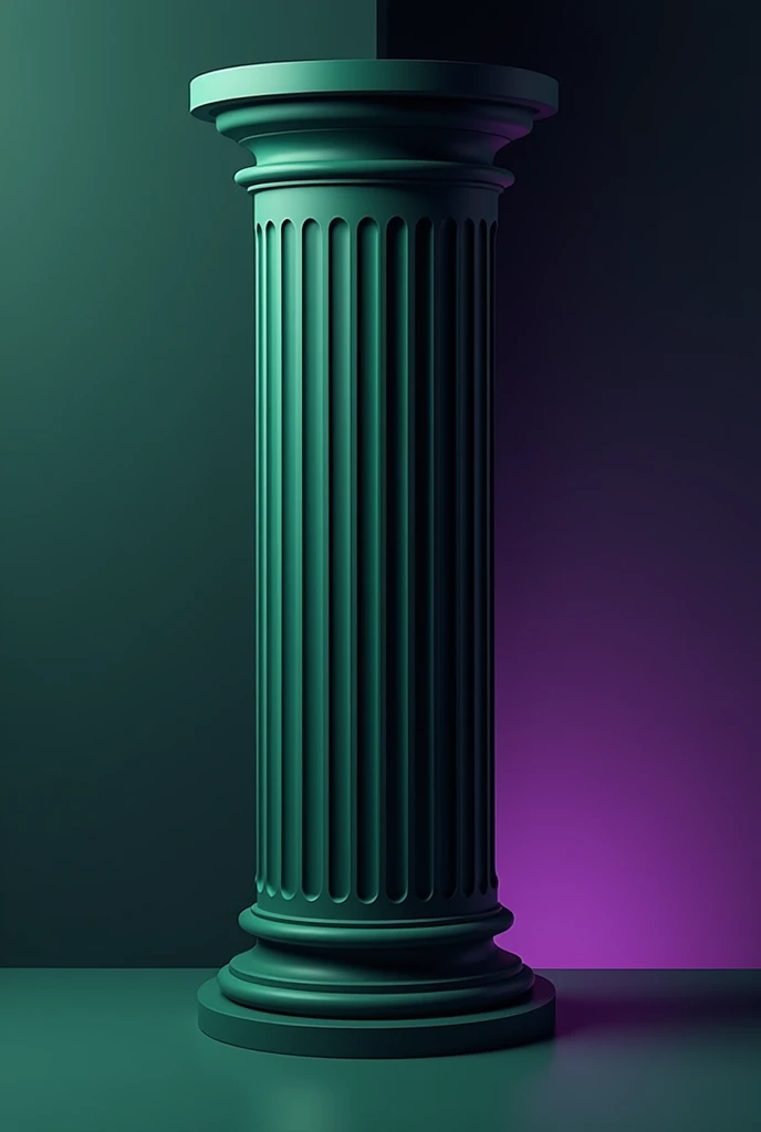 generates a SIMPLE drawing of a column, which is used to decorate a poster, dark green and violet, which has vertical lines with each color