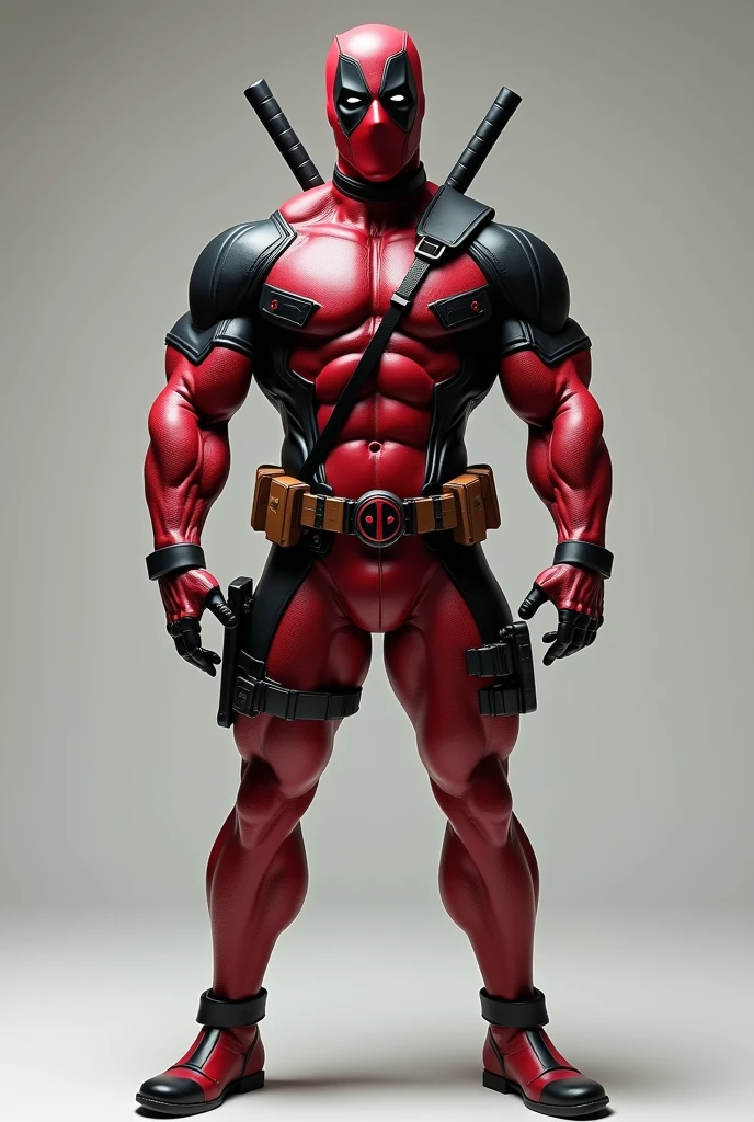 Muscular Deadpool naked without suit in thong with legs open