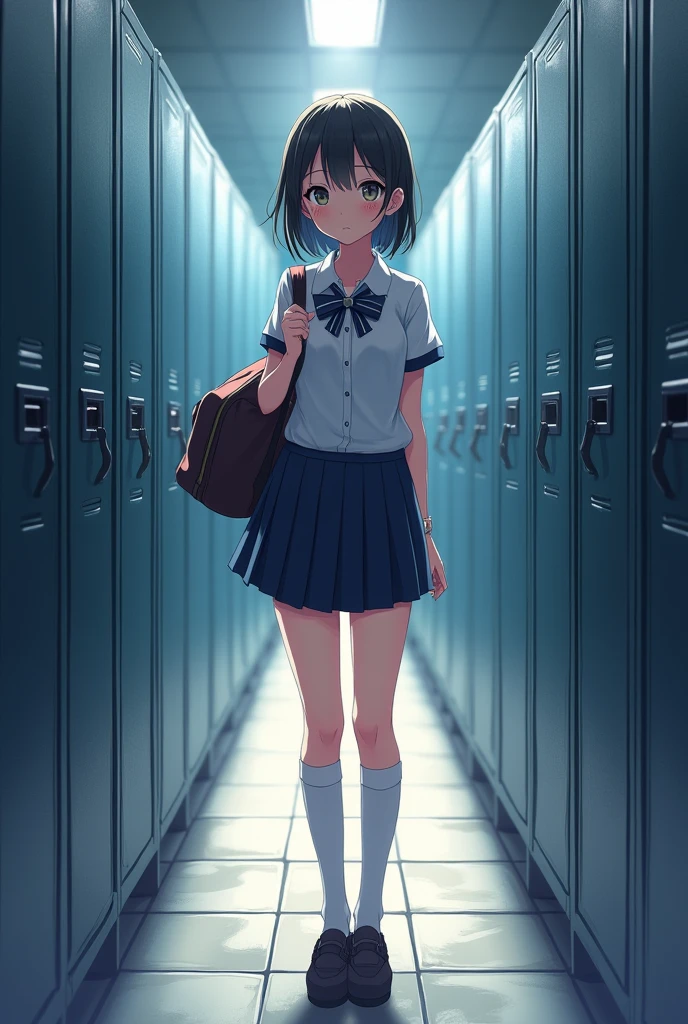 Anime girl uniform in locker