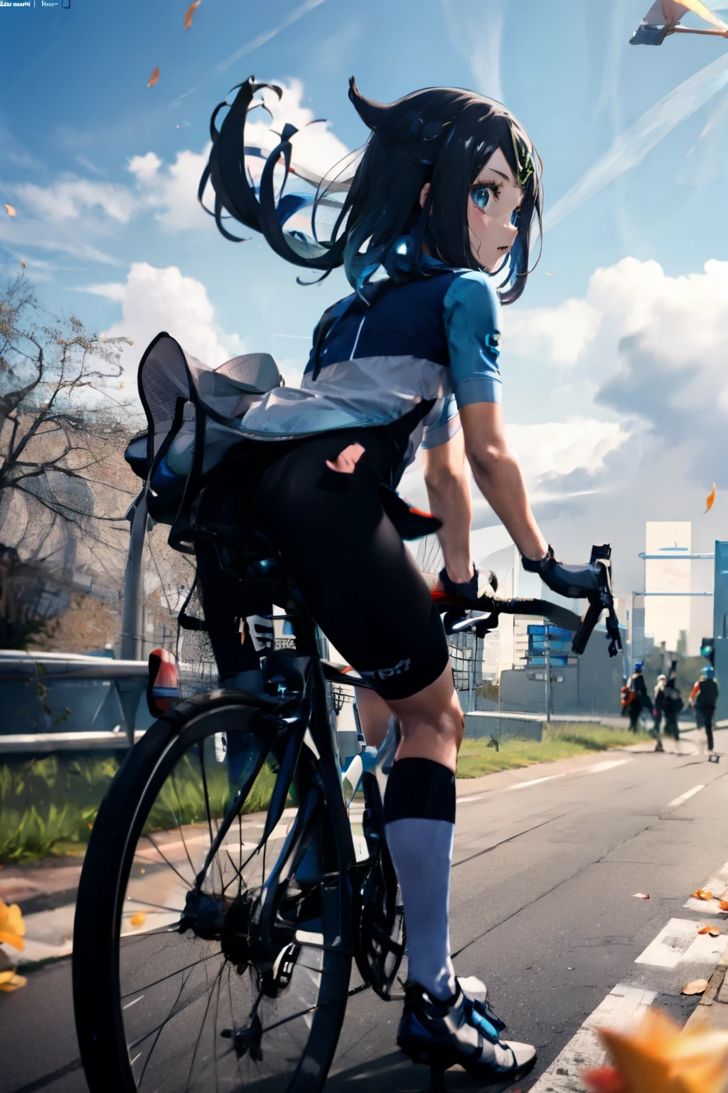 roadbike, Cycling spats, pokemon_It&#39;s left,  Butt, (masterpiece, Highest quality, 8K ultra-high resolution, :1.4), 14yo, kawaii, Pokemon Riko, ((Bloomers, Gymnastics)), Beautiful Eyes,Flash photography, Backlight,  , (smile:1.4), Written boundary depth, Dramatic portrayal, (room background) Focus of the film, , Emotional composition, Emotional engine full throttle BREAK Young and cute, Slender body, Flat Chest, Highly detailed glossy skin,Sweat,  完璧なPokemon Riko
, Wind, detailed in the Wind, petals dancing in the Wind
BREAK
ultra detailed crystal eyes, Eyes like shining jewels