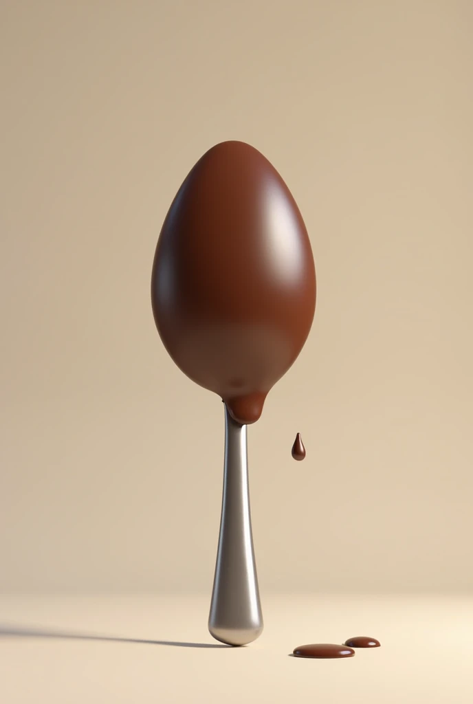 A SPOON THAT HAS CHOCOLATE ONLY ON THE TOP, MELTING AND THAT IS ANIMATED WITHOUT A FACE
