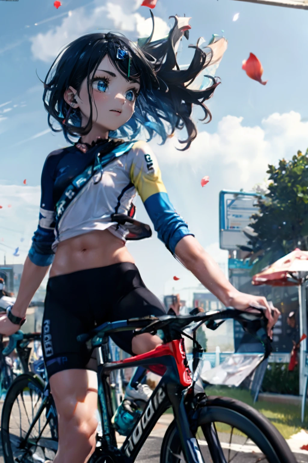 nsfw, roadbike, Cycling spats, pokemon_It&#39;s left,  Butt, Panty lines, (masterpiece, Highest quality, 8K ultra-high resolution, :1.4), , kawaii, Pokemon Riko, ((Bloomers, Gymnastics)), Beautiful Eyes,Flash photography, Backlight,  , (smile:1.4), Written boundary depth, Dramatic portrayal, (room background) Focus of the film, , Emotional composition, Emotional engine full throttle BREAK Young and cute, Slender body, Flat Chest, Highly detailed glossy skin,Sweat,  完璧なPokemon Riko
, Wind, detailed in the Wind, petals dancing in the Wind
BREAK
ultra detailed crystal eyes, Eyes like shining jewels