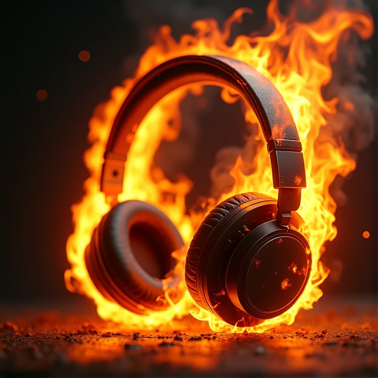 Create a headphone on fire 