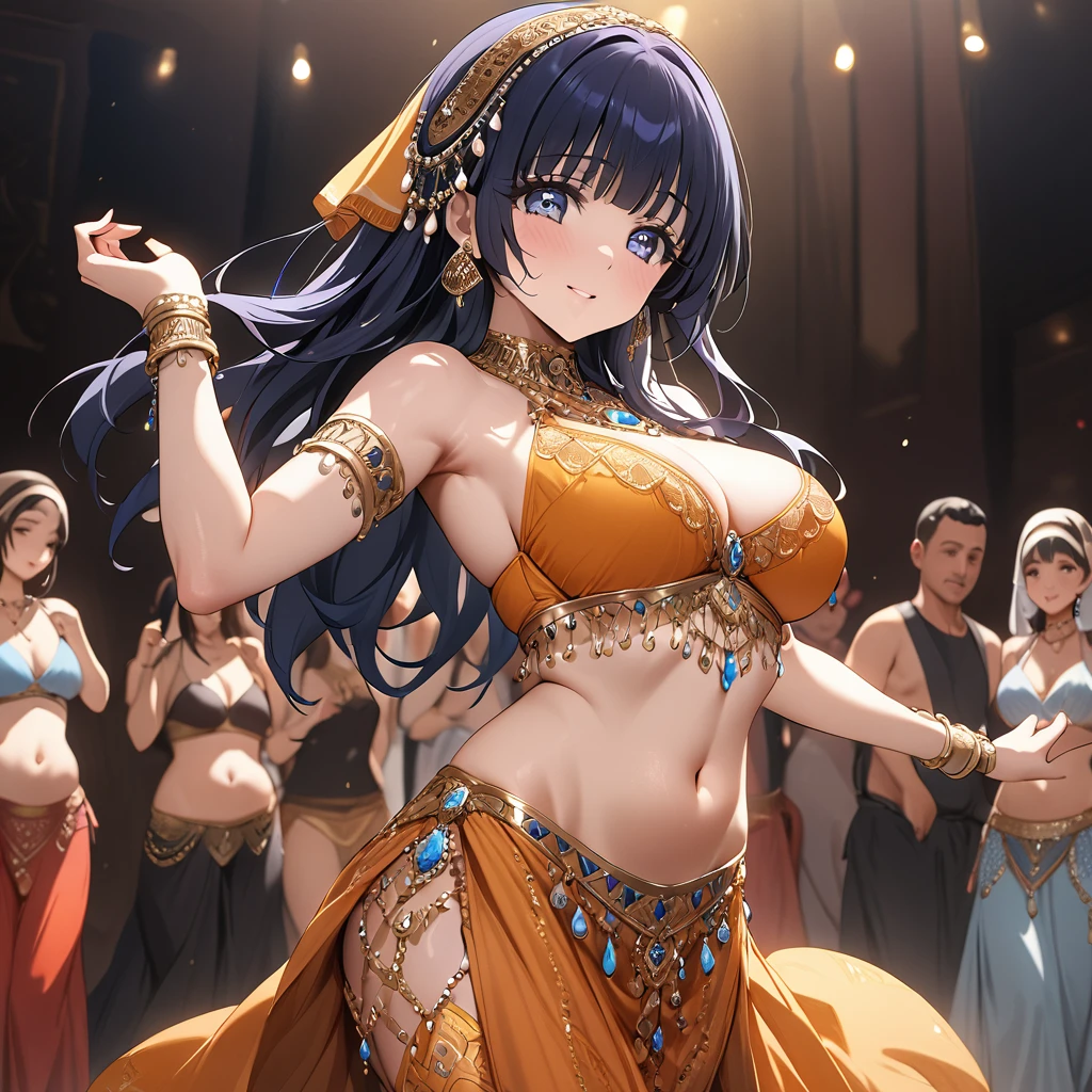 ((Highest quality)), ((masterpiece)), (detailed), （Perfect Face）、The woman is Reika Aoki with semi-long hair、A woman is dancing Turkish belly dance in a Turkish belly dance dress in Turkey