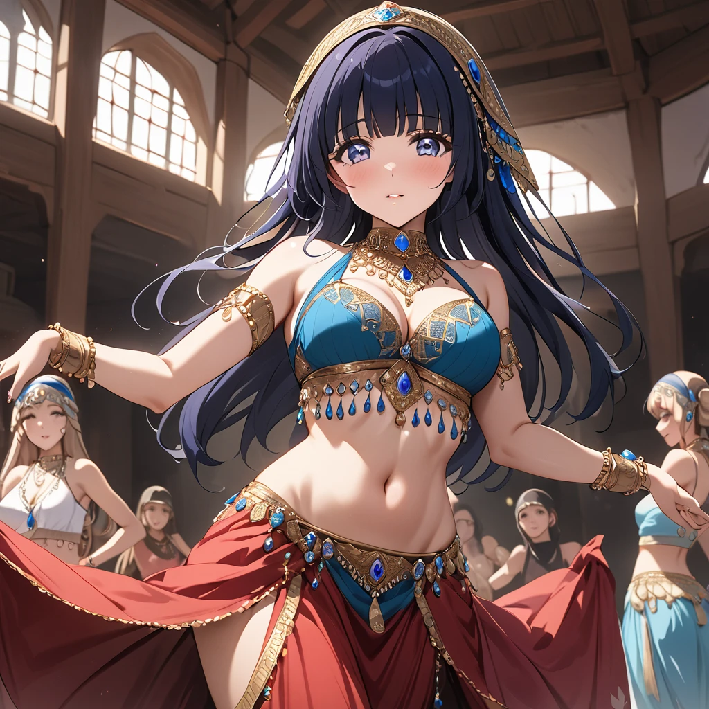 ((Highest quality)), ((masterpiece)), (detailed), (Perfect Face)、The woman is Reika Aoki with semi-long hair、A woman is dancing Turkish belly dance in a Turkish belly dance dress in Turkey