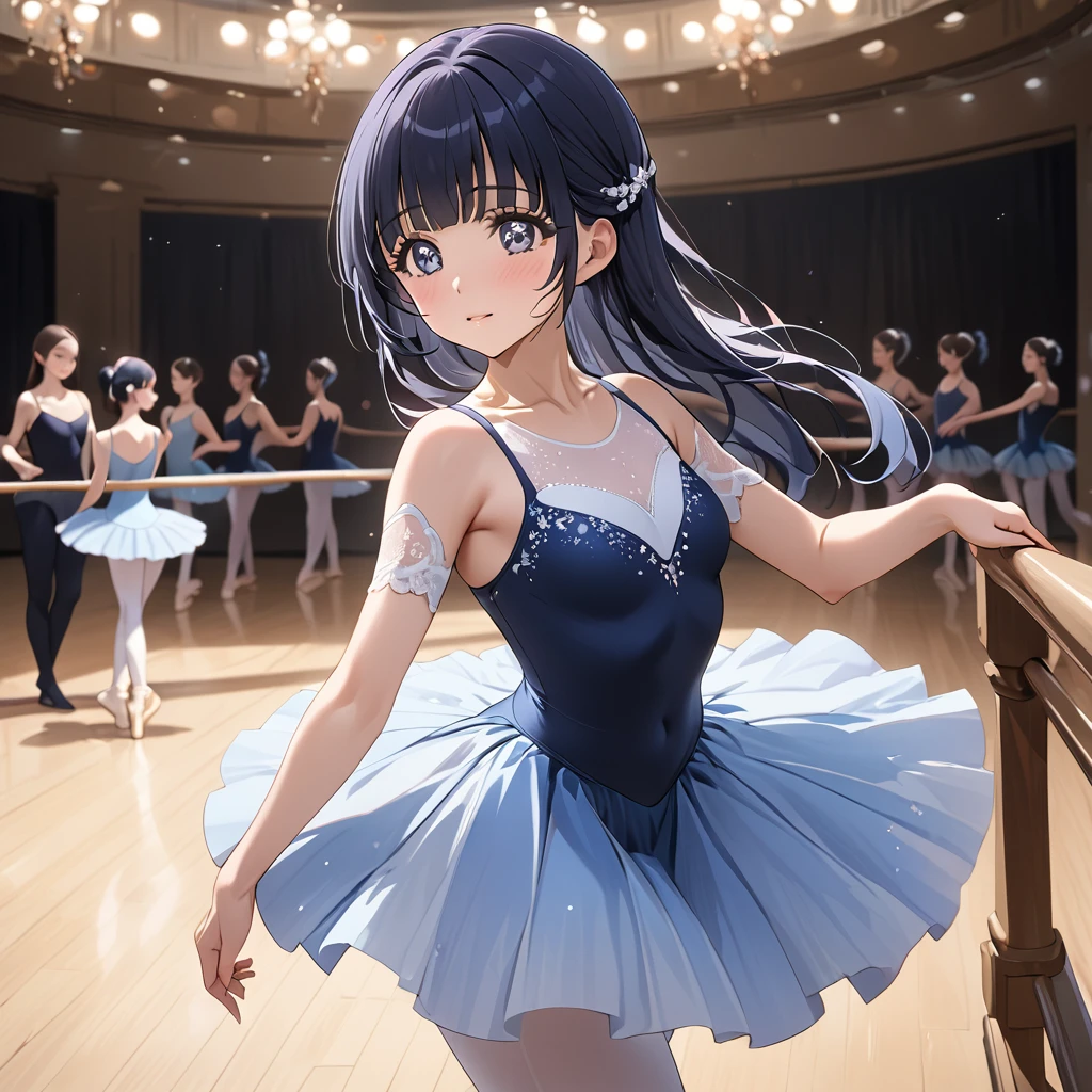 ((Highest quality)), ((masterpiece)), (detailed), （Perfect Face）、The woman is Reika Aoki with semi-long hair、A woman is dancing ballet attractively in a beautiful ballet costume at the ballet venue.