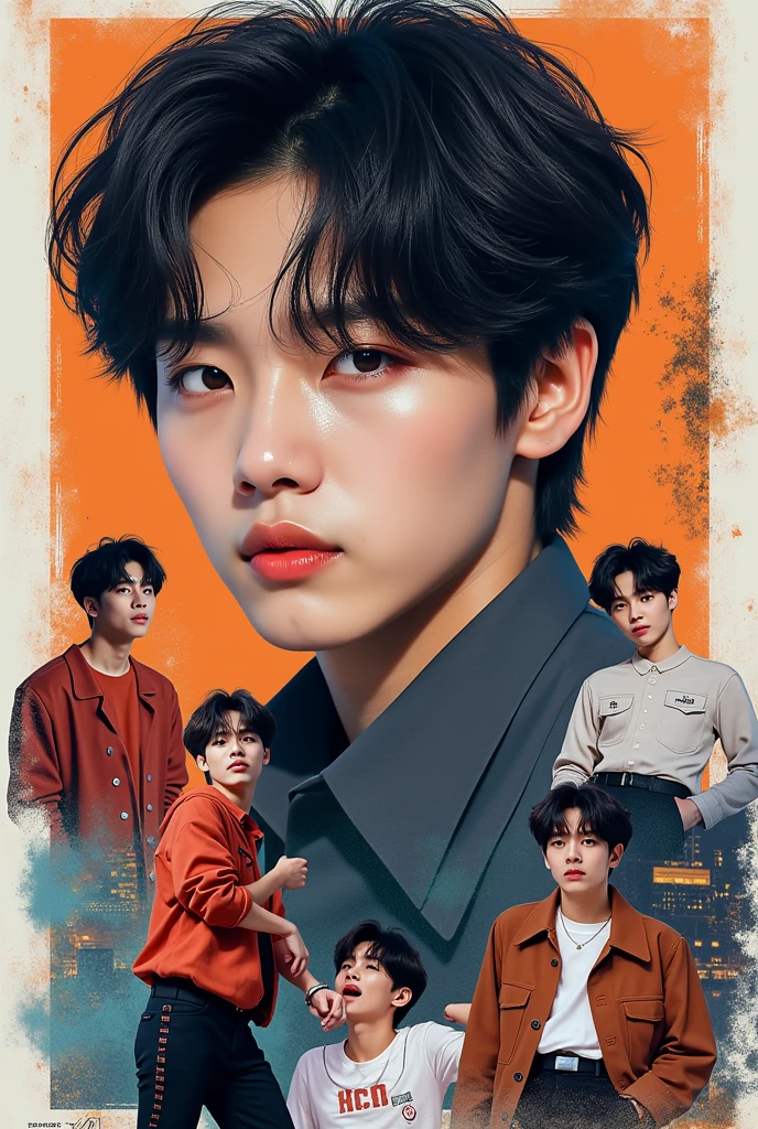 Make me a dynamic collage with photos of bts jimin