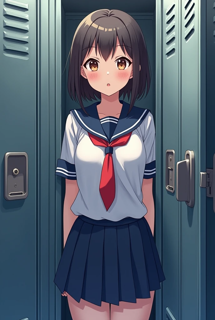 Anime Girl School uniform inside locker
