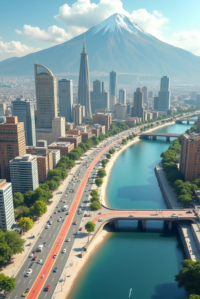 Create an image of a map from downtown Santiago to Magallanes that looks realistic




