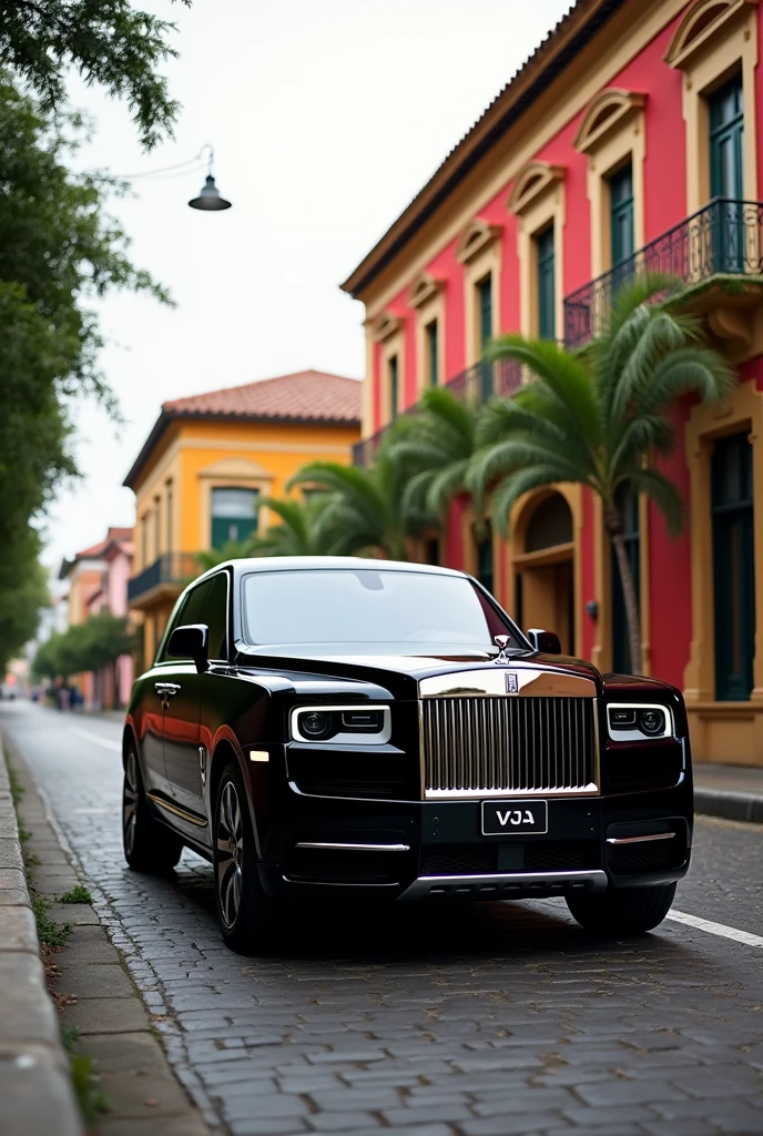 Black Rolls Royce Cullinan being driven through the luxurious streets of Morelia Michoacán 