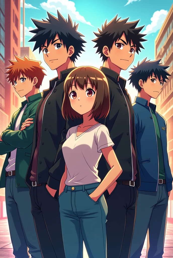 4 Boys 1 Girl Anime Confident
