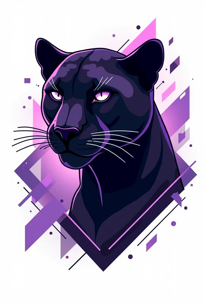 **shirt color:** White - **Design Principal:** A stylized panther in the center, with elegant lines and details that highlight its powerful shape. The panther can have an intense and confident look.
- **Additional Detail:** Purple elements around the panther, such as geometric shapes or artistic features that complement the design. These details can include soft shadows or patterns that create a sense of movement and dynamism..
- **styled:** Modern and bold, ideal for those who like an artistic and fashionable touch.