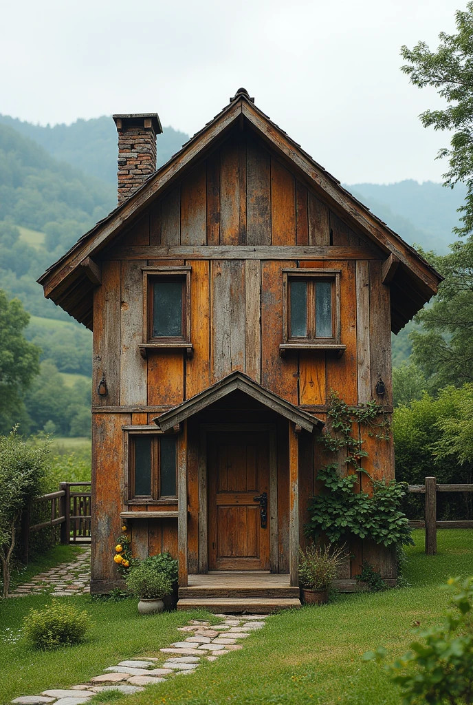 Exterior of house with pallets