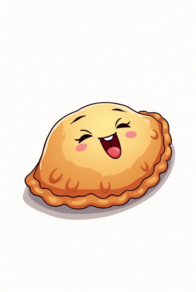 Photo of a comic empanada for the background of a poster, the white background
