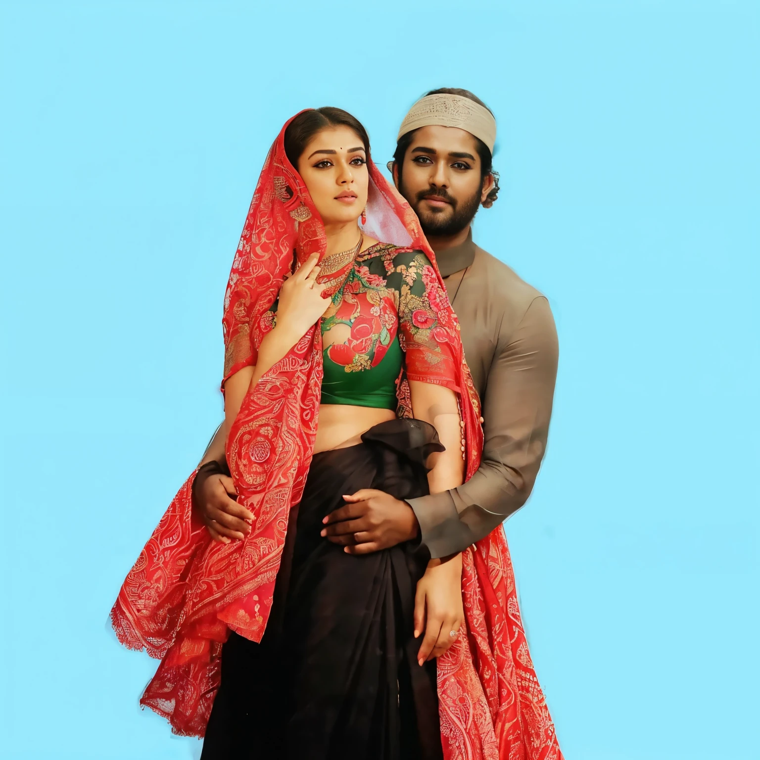 from bottom view, extreme close up photo of back of nayanthara with black lace saree, big cheeks, curvy, hourglass figure, swooping breasts, deep cleavage, open arms, sexy armpits, holding vessel and standing with wide open spread legs in kitchen, necklace, (cinematic:1.3), intricate details, (ArtStation:1.2)