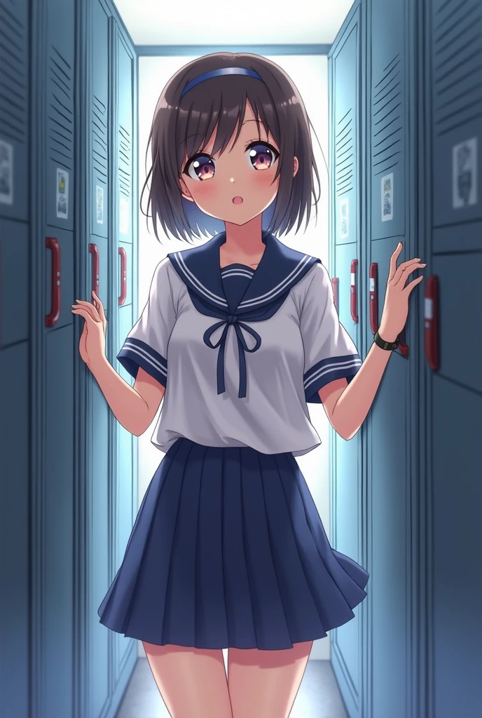Female outfit Anime School uniform inside locker