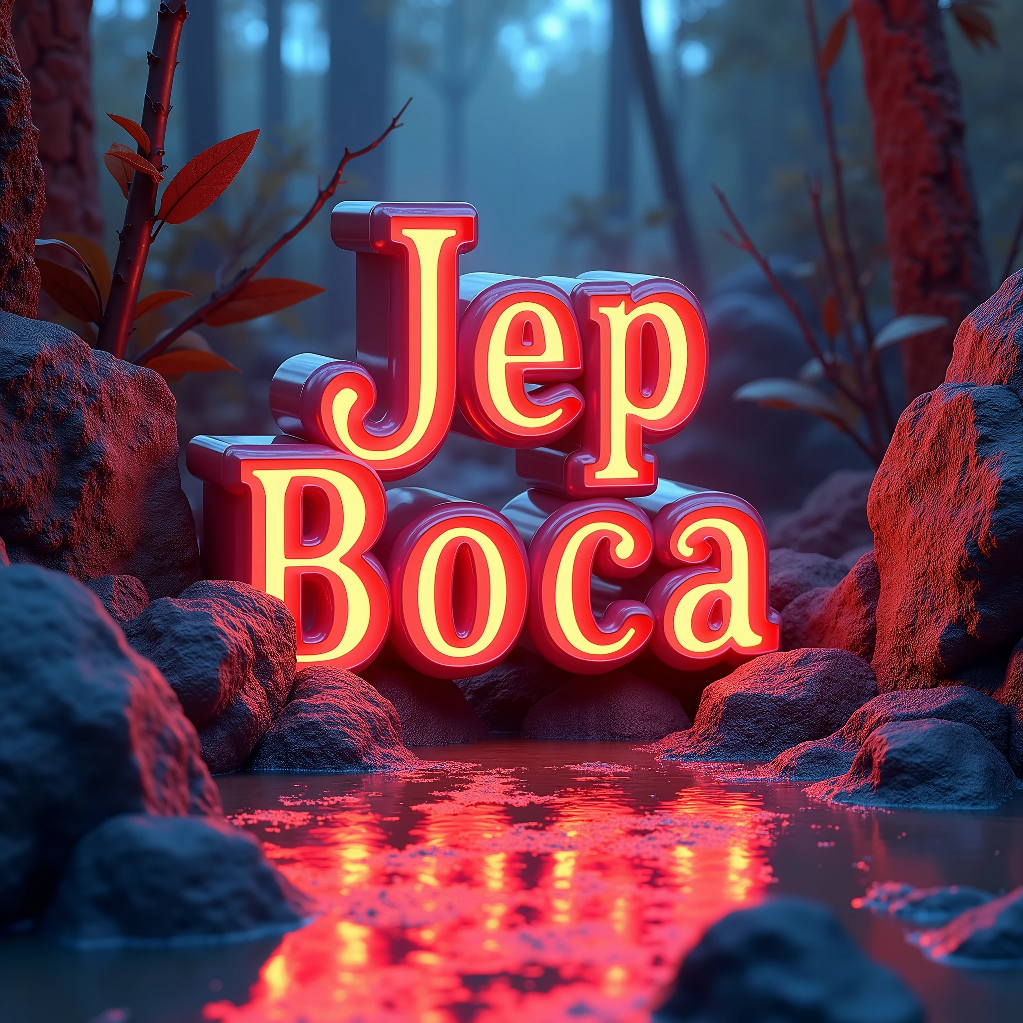 Poster with the word Jep Boca in 3D in 1920x1080p