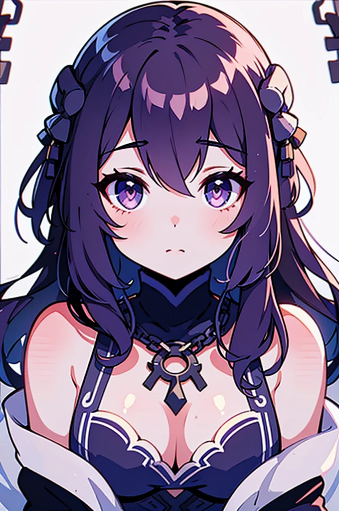 1 girl close up on face, beautiful and aesthetic, gorgeous, masterpiece, Best Quality, fantastic atmosphere, Soothing palette, Quiet, Soft shading, priestess with many chains around her body