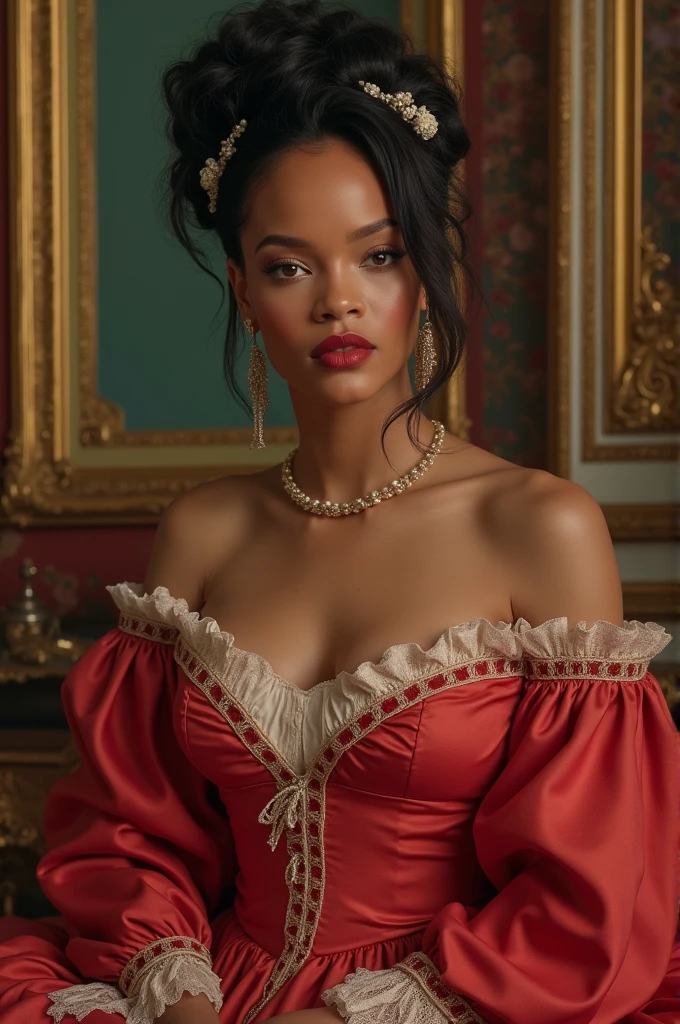 Rihanna as a lady set in the series "Bridgerton" the Netflix 