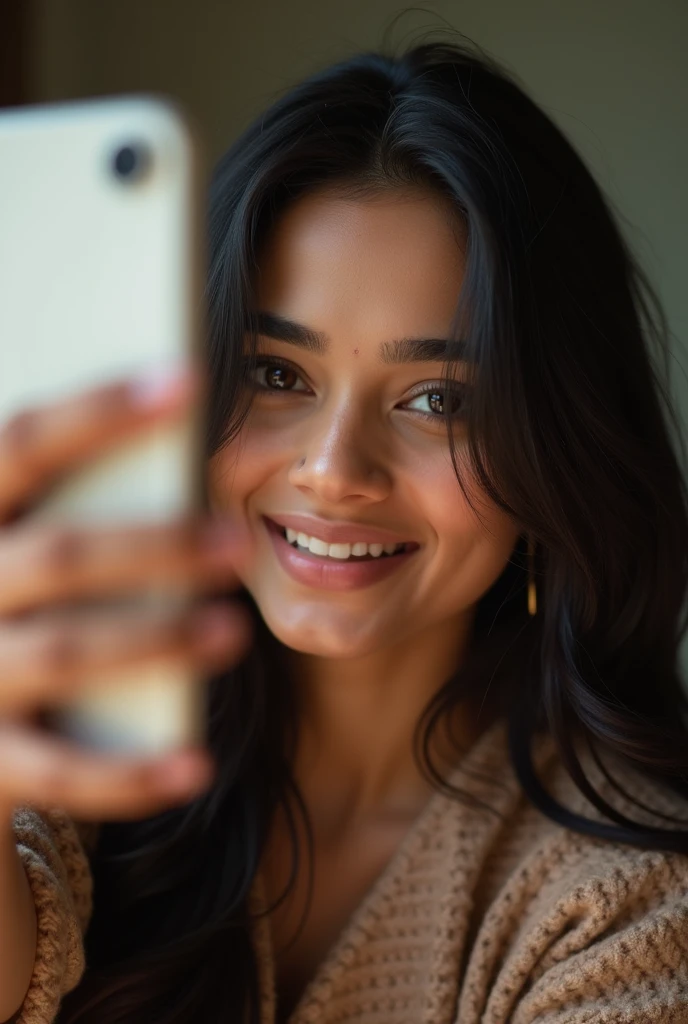 Rashmika mandanna taking selfie, long hair