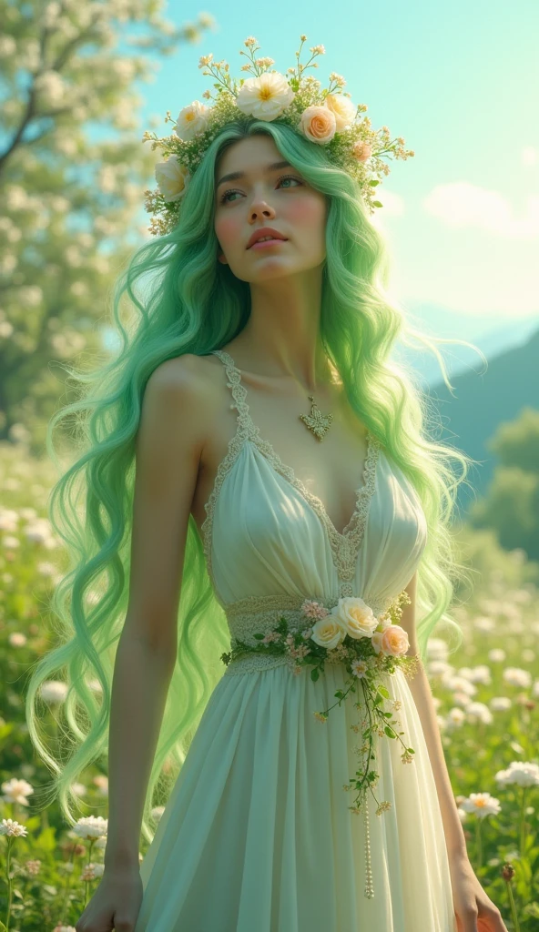 A very beautiful goddess of spring, whole body