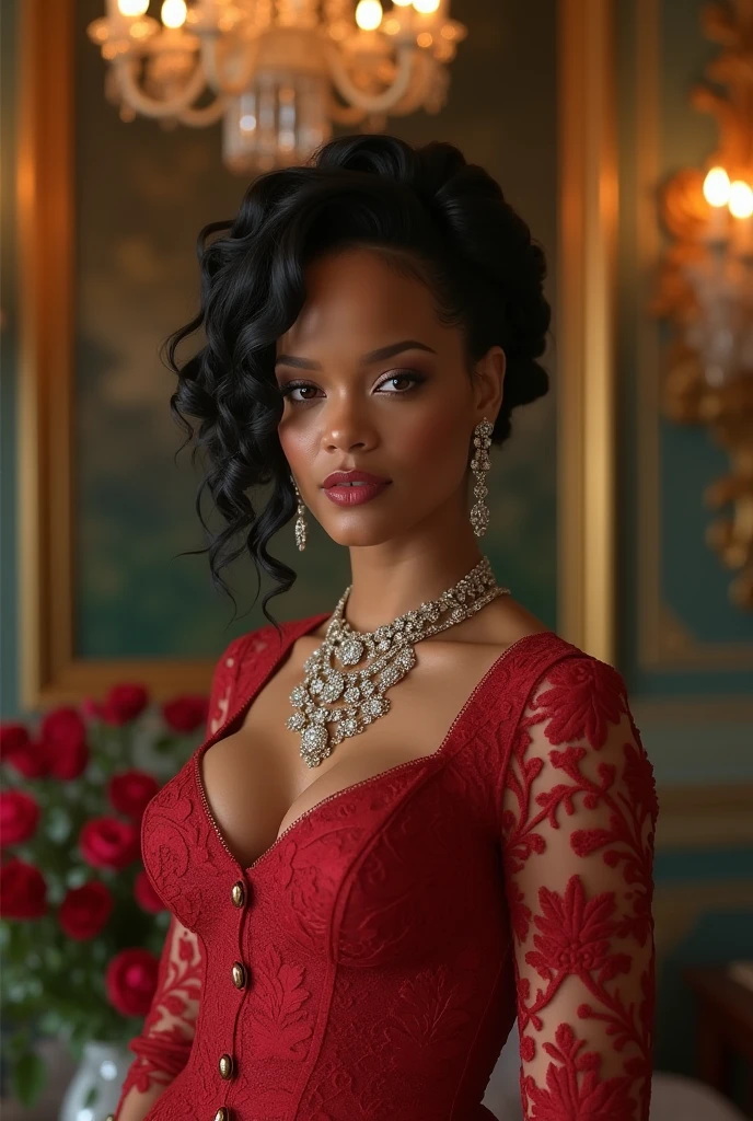 Rihanna as a lady of the aristocracy set in the series "Bridgerton" the Netflix