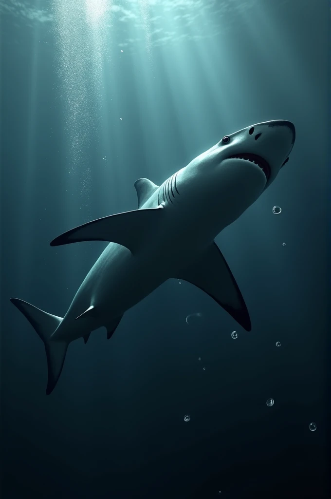 A mako shark swimming up to the left