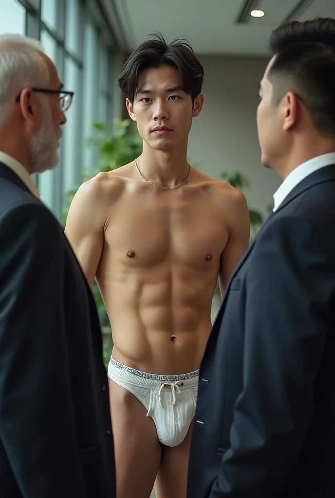 1boy、Photo Quality、Cute handsome man、Japanese male, 、handsome man、Mash Hair、Completely naked、Full nudity、erection、Huge penis、Highest quality、Realistic、beautiful、Sad look、Inside the office、Surrounded by old men in suits、完全Completely naked、Full nudity、Photographed with a smartphone