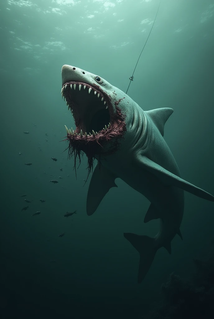shark with half of its body dead 