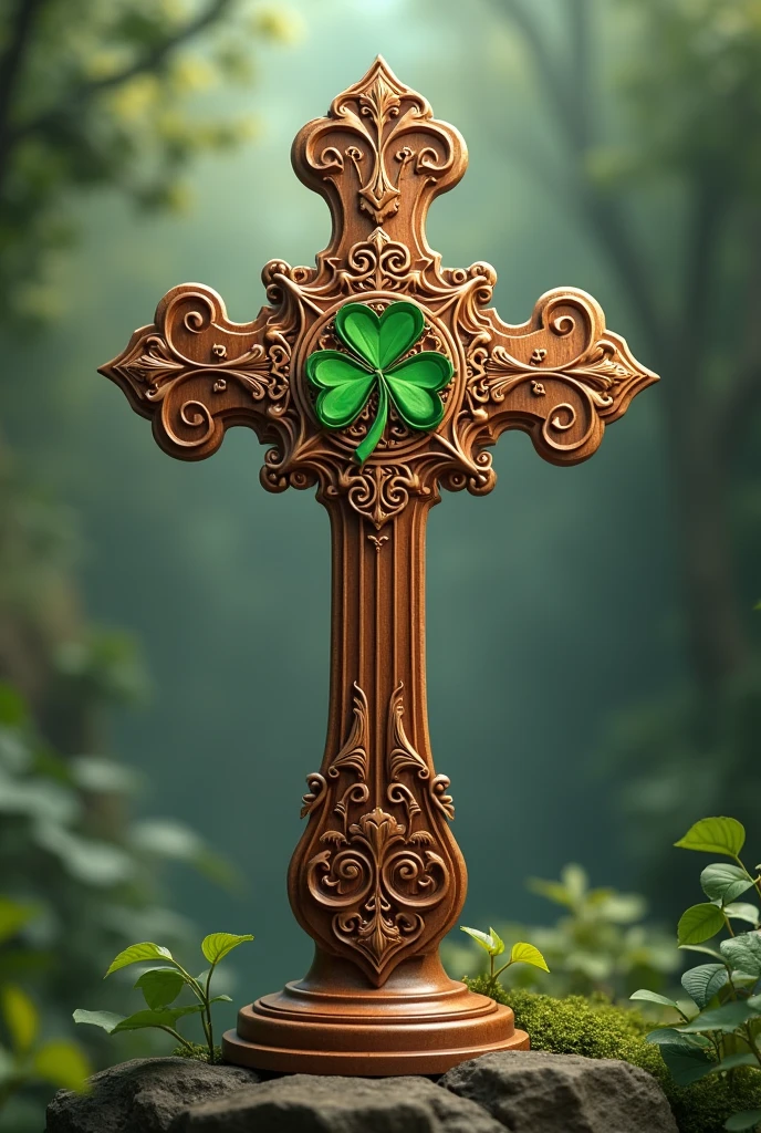 Wooden cross, cloverleaf, cencilla, Baroque style,very beautiful