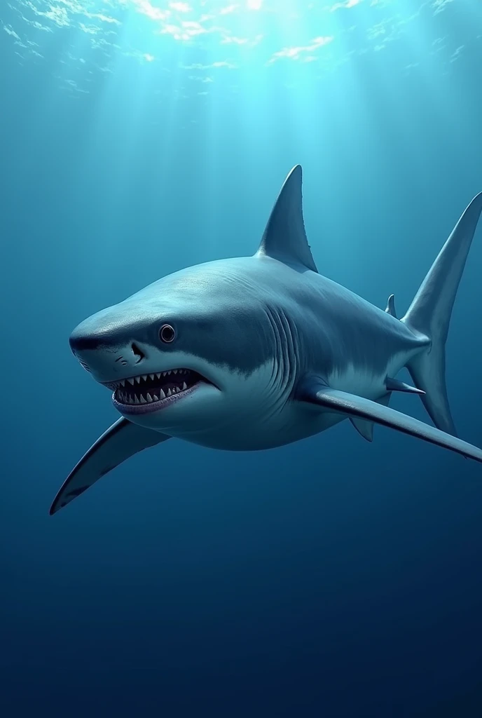 A mako shark swimming up to the left
A drawing