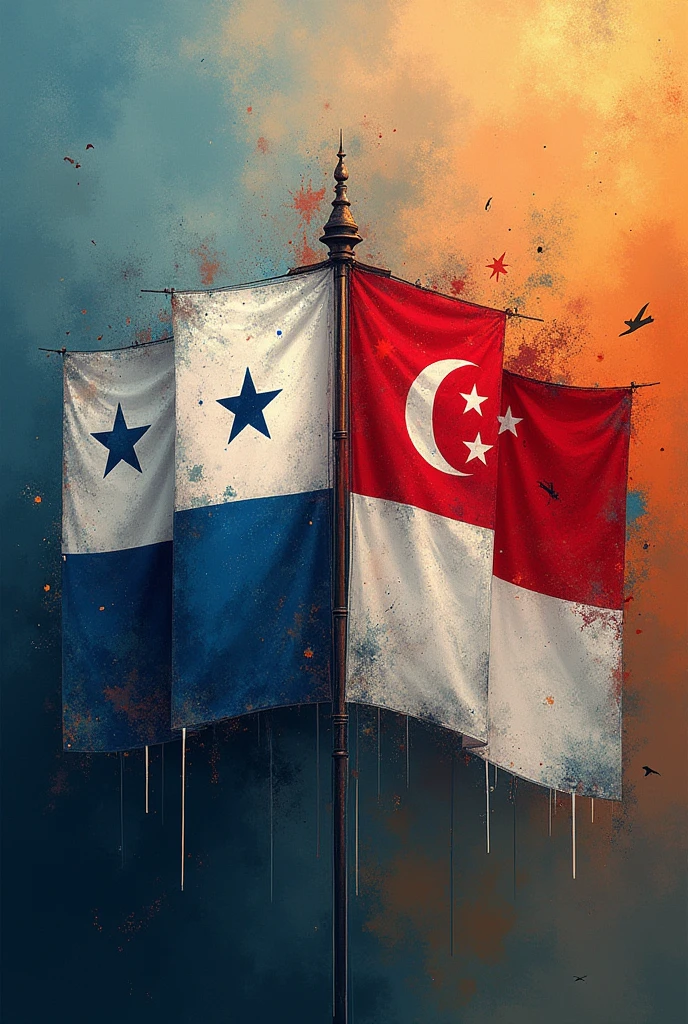 An artistic image of the flags of Panama and Singapore