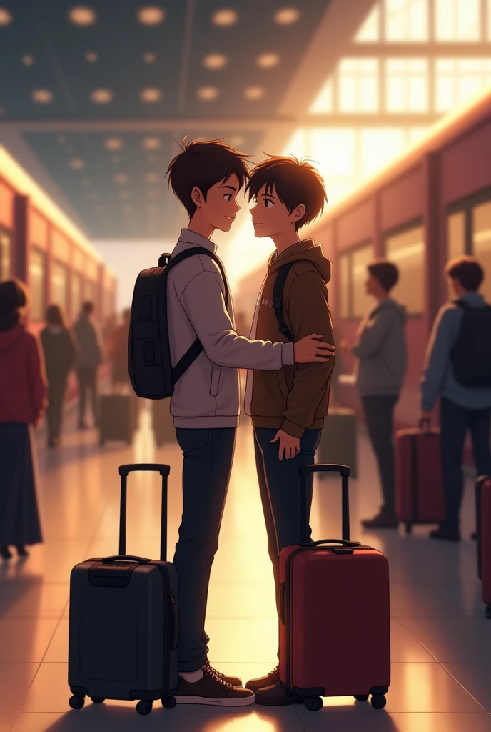 We two brothers are coming to see me off