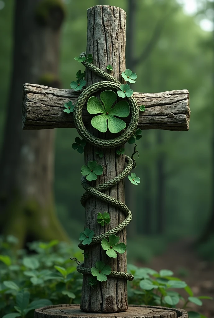 Wooden cross, cloverleaf, cencilla