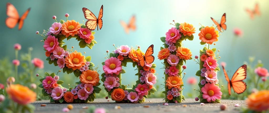 Create the name Sofi by flowers and butterflies, by Rose Henriques, realistic 3 d style, rolands zilvinskis 3d render art, cute 3 d render, trend on behance 3d art, trend on behance 3 d art, by reyna rochin, rendered in cinema4d, rendered in cinema 4 d