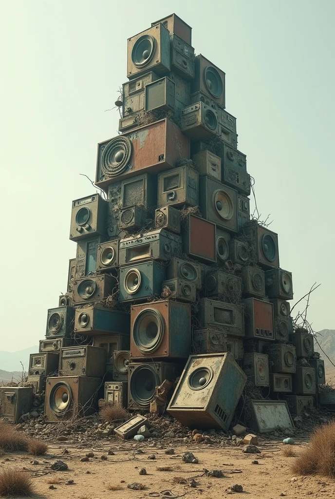 mountain of worn out speakers american flat


