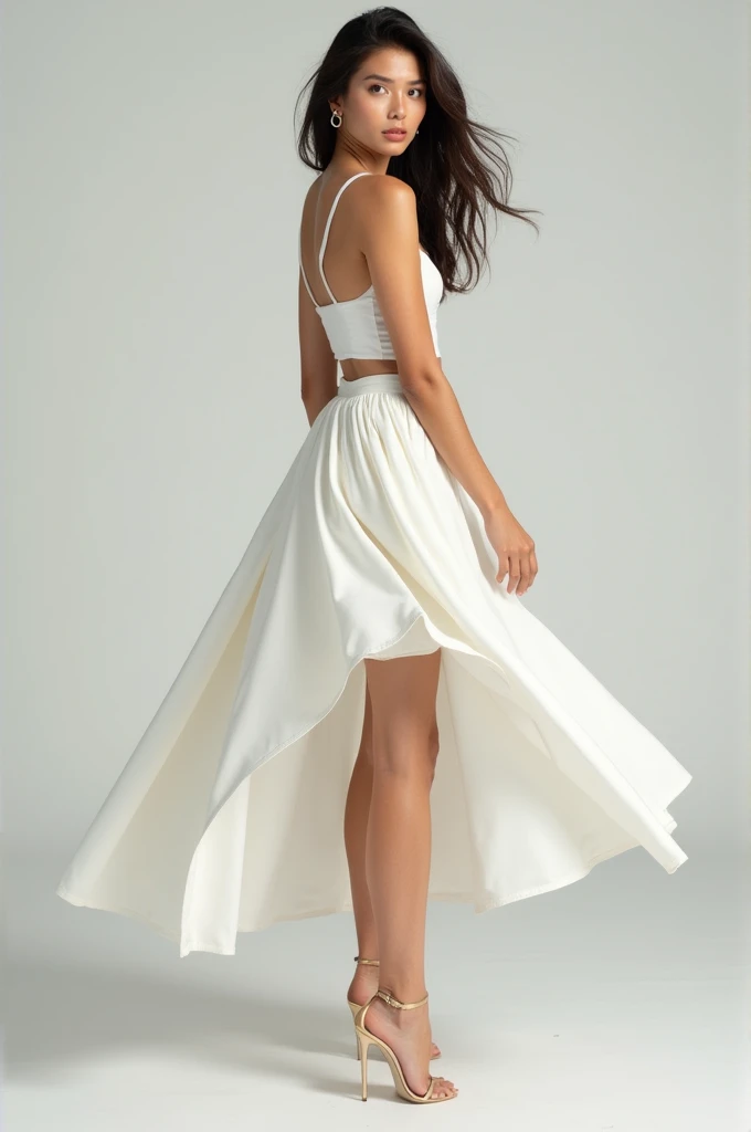 top model in white skirt
